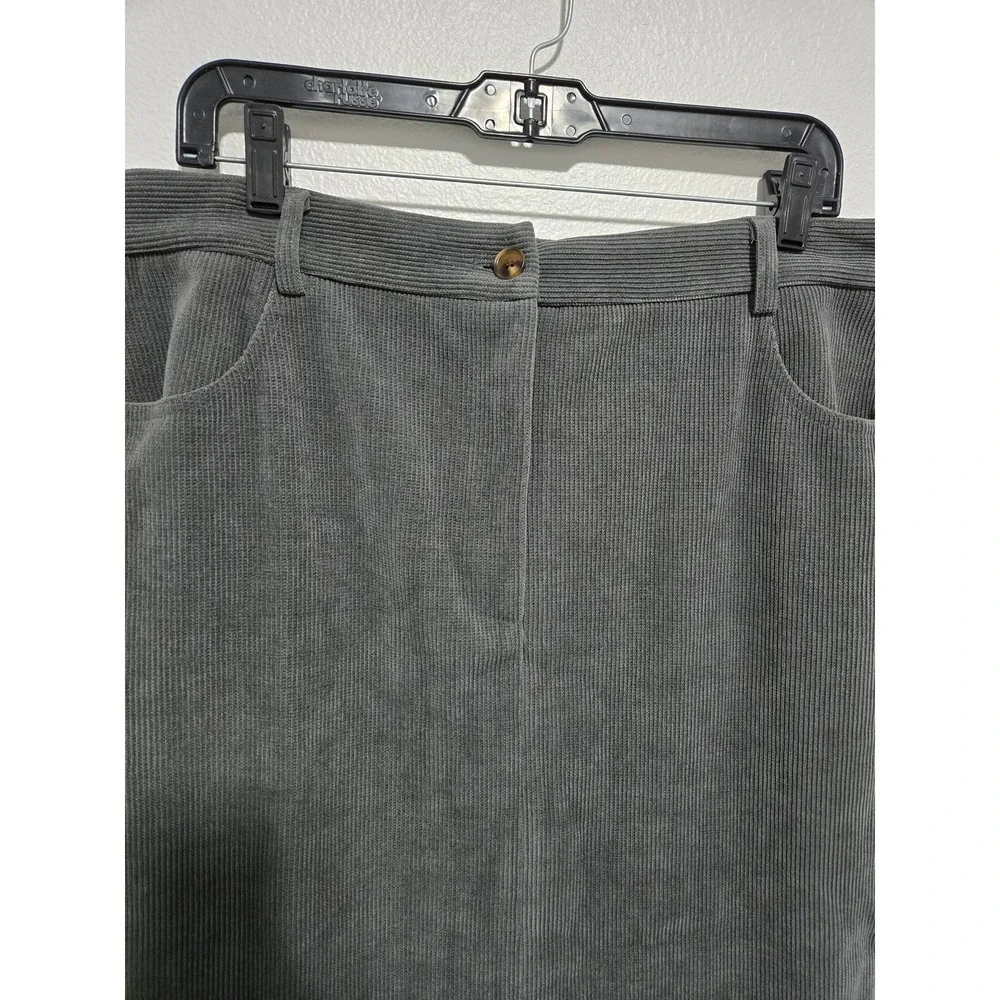 PrettyGarden Womens Corduroy Midi‎ Skirt Grey Chenille Pencil Slit Size 16 NWT